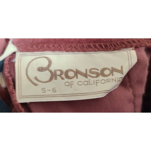 Vtg 70s Bronson of California Midi Skirt Rust Red Velvet Cottagecore Folk Sz 5/6 - Picture 10 of 12